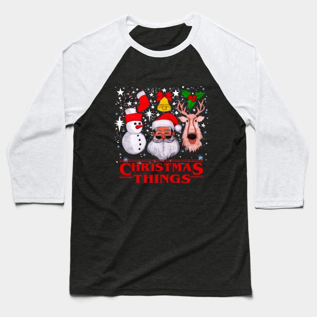 Christmas Things funny and cute Baseball T-Shirt by CartWord Design